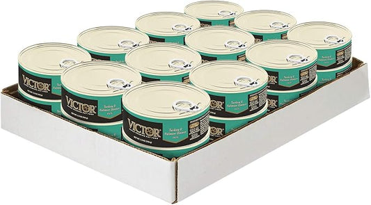 Victor Super Premium Cat Food – Turkey and Salmon Dinner Pâté – Canned Wet Food for Indoor and Outdoor Cats and Kittens - All Breed Sizes and All Life Stages, 24 x 5.5 oz Cans - PAWPICO