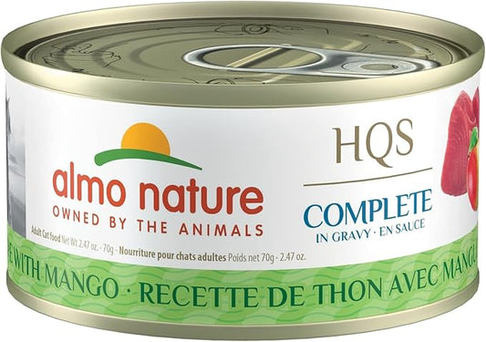 Almo Nature HQS Complete Wet Cat Food Tuna Recipe with Mango in gravy 2.47 oz (Pack of 12) - PAWPICO