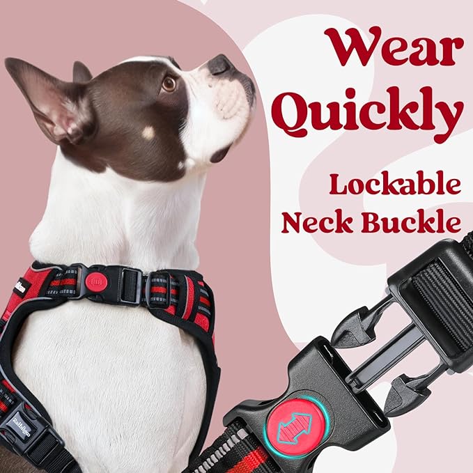 rabbitgoo Dog Harness Small Sized, No Pull Pet Harness with 3 Buckles, Adjustable Soft Padded Pooch Vest with Instant Control Handle, Easy Walking Reflective Pet Vest for Small Dogs, Red, S rabbitgoo