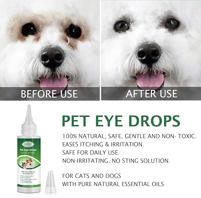Dog Eye Drops, Eye Cleaner for Dogs & Cats Supports Eyes Infection Relief, Redness & Allergy Eyes Relief, Remove Tear Stain & Eye Debris - Pet Eye Gentle Care Supplement Cats Drops for Eyes - 2 fl oz… PAWPICO