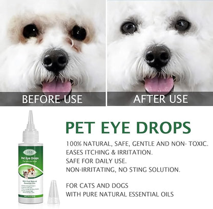 Dog Eye Drops, Eye Cleaner for Dogs & Cats Supports Eyes Infection Relief, Redness & Allergy Eyes Relief, Remove Tear Stain & Eye Debris - Pet Eye Gentle Care Supplement Cats Drops for Eyes - 2 fl oz… PAWPICO