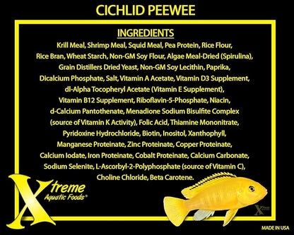 Xtreme Cichlid Peewee 1.5 mm Pellets - Proven Nutrition for Cichlids - Balanced Amino Acids, Boost Immune & Digestive Health, Color & Energy, Max Protein Freshwater Fish Food – USA Farm Grown (20oz) XtremeAquaticFoods