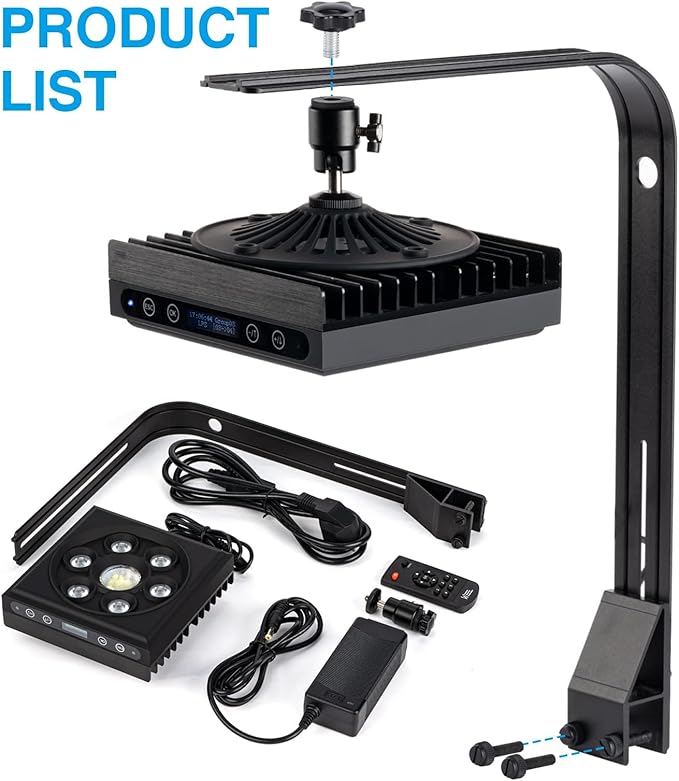 Aquarium Light - 60Watts Reef Light for Coral Sunrise Sunset Moonlight Fish Tank Light with Screen Timer for Marine AquariumSaltwater Aquarium Tanks Corals SmatFarm