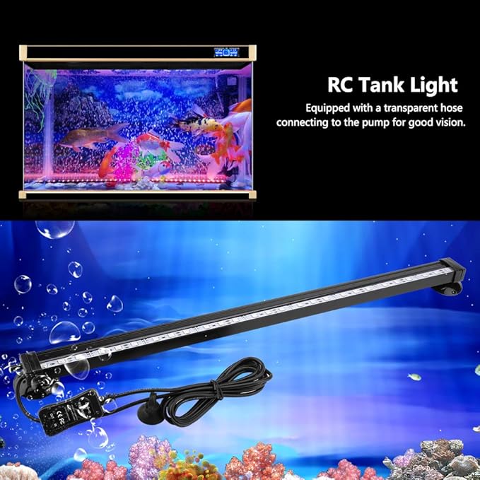 TOPINCN LED Aquarium Light Fish Tank Bubble Light Underwater Led Light with Remote Control + Manual Color Change - Highlight Colorful Aquarium Light Kit(US Plug)(46cm) TOPINCN