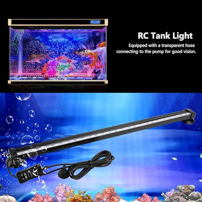 TOPINCN LED Aquarium Light Fish Tank Bubble Light Underwater Led Light with Remote Control + Manual Color Change - Highlight Colorful Aquarium Light Kit(US Plug)(46cm) TOPINCN