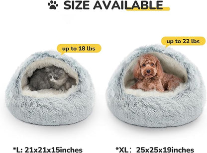 CATISM Cat Bed, Plush Hooded Cat Beds for Indoor Cats, Calming Cat Nest, Self Warming Cat Bed Cave, Cozy Cat Pod for Indoor Cat or Small Dog, Removable Washable Cat Cove with Non-Slip Bottom - PAWPICO