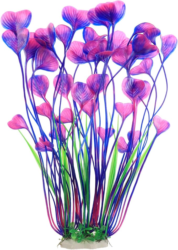 ALEGI Fish Tank Decorations Plastic Plants Large,Aquarium Artificial Plants Decoration Ornament Safe for All Fish-16 inch 2Pcs (Purple 2 pcs) ALEGIAquarium