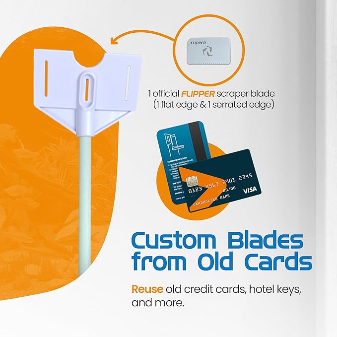 FL!PPER Flipper Platinum Aquarium Algae Scraper (10” Rigid Shaft) - Aquarium Glass Cleaner Tool with Serrated Blade - Algae Remover for Fish Tank Scraper for Glass Aquariums and Acrylic Tanks FLPPER