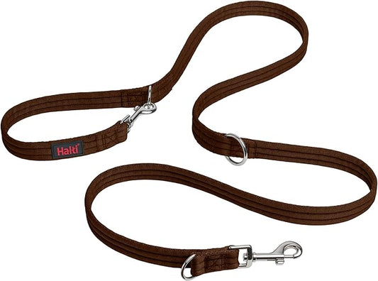 HALTI Training Leash - Multifunctional Double-Ended Dog Leash, Ideal for Anti-Pulling Dog Training. Lightweight & Durable. Suitable for Medium to Large Dogs & Puppies (Size Large, Deep Walnut, 2m) CompanyofAnimals