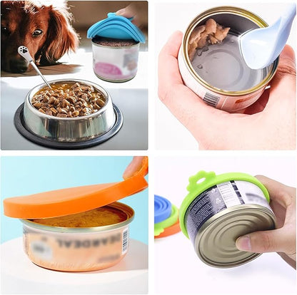 3 Pack Pet Food Can Covers Universal Can Lids Safe/Silicone Dog&Cat Food Can Lid Covers (green+blue+orange) - PAWPICO