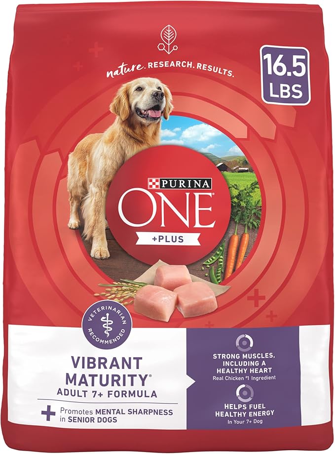 Purina ONE High Protein Dry Senior Dog Food Plus Vibrant Maturity Adult 7 Plus Formula - 16.5 lb. Bag - PAWPICO
