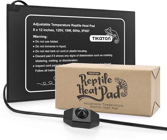 Tikaton Reptile Heat Pad - Adjustable Temperature Under Tank Heater for 10-20gal/30-40gal Tank, Terrarium Heat Mat for Turtle/Snake/Lizard/Frog/Spider/Plant Box Tikaton