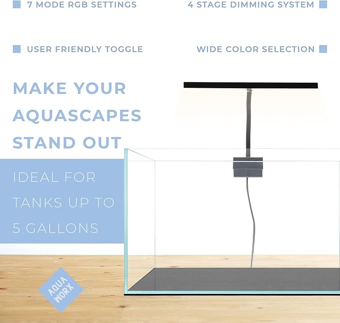 EOS LED Aquarium Light - Adjustable Aquarium Gooseneck Light with 7-Mode RGB Settings - Ideal Planted Aquarium Light - Fish Tank Light - Nano Aquarium Light - Aquarium LED Light - N5 RGB Aqua+Worx