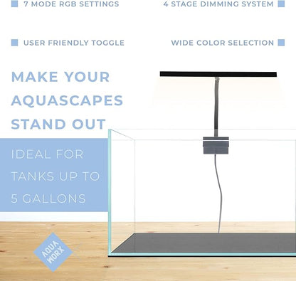EOS LED Aquarium Light - Adjustable Aquarium Gooseneck Light with 7-Mode RGB Settings - Ideal Planted Aquarium Light - Fish Tank Light - Nano Aquarium Light - Aquarium LED Light - N5 RGB Aqua+Worx