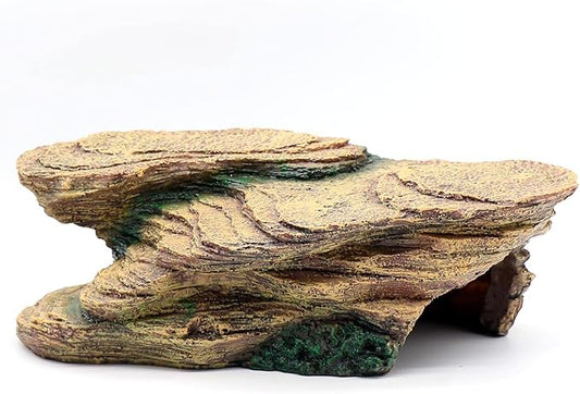Turtle Basking Platform Shale Scape Step Ledge, Reptile Cave Hideout Turtle Tank Accessories Decorations, Great for Reptiles, Amphibians, Leopard Gecko, Bearded Dragons, Lizard, Frogs relaqcc