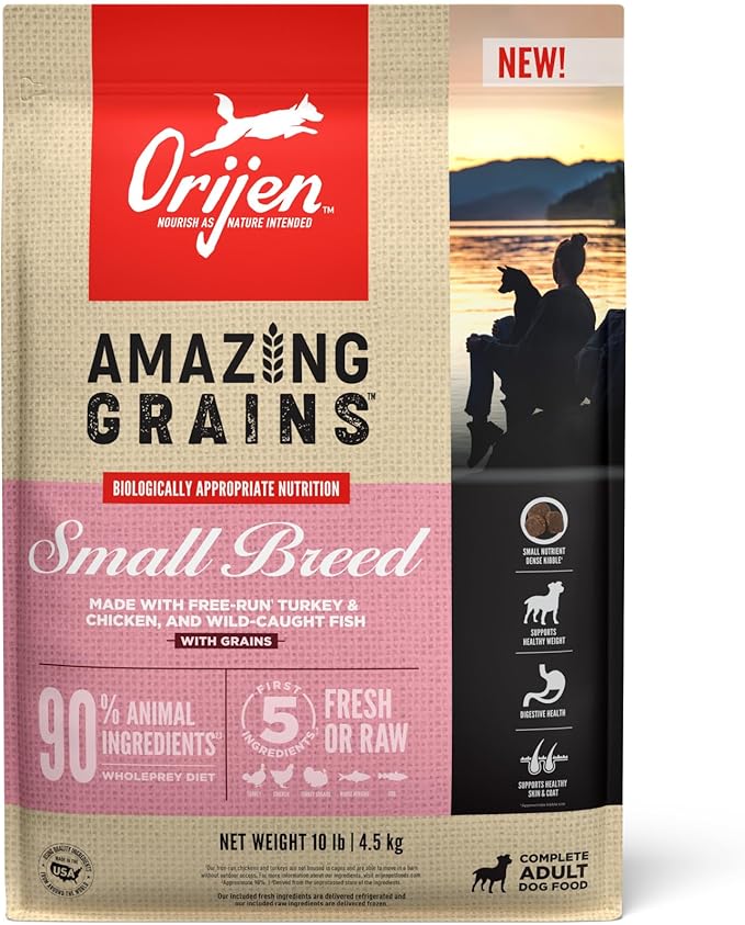 ORIJEN Amazing Grains™ Small Breed Dry Dog Food Recipe, 10lb - PAWPICO