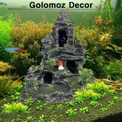 Aquarium Decorations Large and Tall Large Aquarium Decorations for Fish Tank Decorations Fish Tank Ornaments Mountain View Stone Ornament Tree Rock Cave Artificial Fish Tank Ornament GOLOMOZ