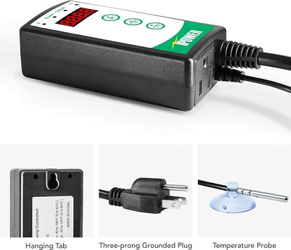 iPower PTHTPDCTRLV2HTPDM 6"x8" Reptile Heating Pad Under Tank Terrarium Heat Mat with Digital Thermostat Temperature Controller for Small Animals iPower