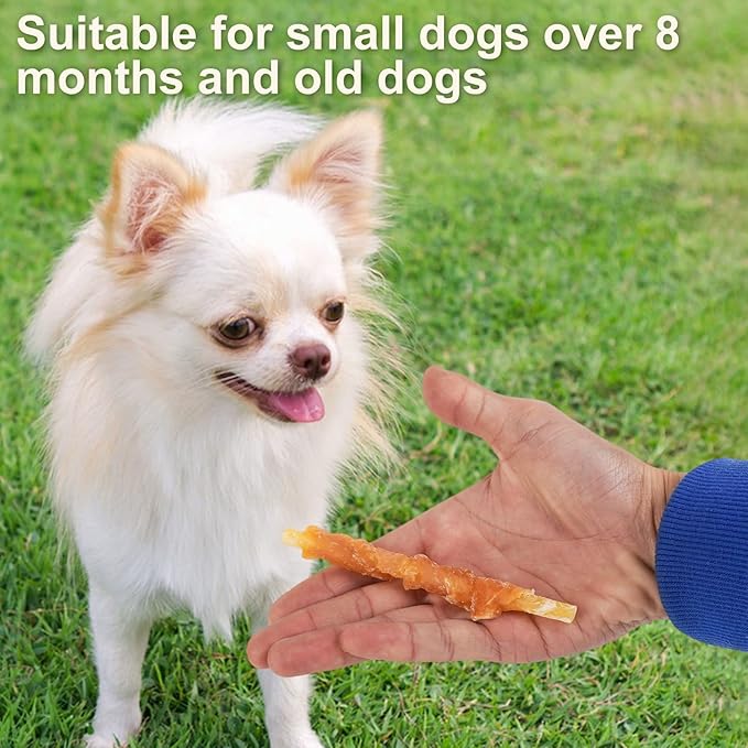 MON2SUN Rawhide Free Dog Treats Chicken Wrapped Cod Sticks for Small Dogs Healthy Training Treats Soft Dog Snacks (14.11 Ounce -Pack of 1) - PAWPICO