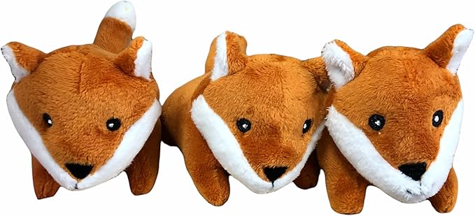 3 Pack of Fox Plush Dog Toys with Squeakers for Small and Medium Size Dogs, Replacement Animal Toys for Glow Pups Burrow Hide and Seek Tree Toy (3 Pack: Replacement Animals, Fox) - PAWPICO
