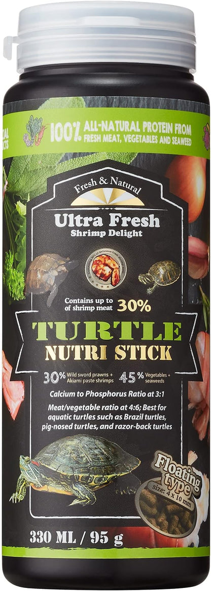 Ultra Fresh - Turtle Nutri Stick, Wild Sword Prawn, Calcium & Vitamin D Enriched Aquatic Turtle Food with Probiotics for Picky Turtles, Made from All Natural Ingredients 3.35 oz UltraFresh-ShrimpDelight