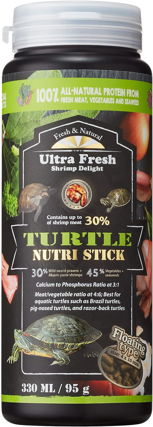 Ultra Fresh - Turtle Nutri Stick, Wild Sword Prawn, Calcium & Vitamin D Enriched Aquatic Turtle Food with Probiotics for Picky Turtles, Made from All Natural Ingredients 3.35 oz UltraFresh-ShrimpDelight