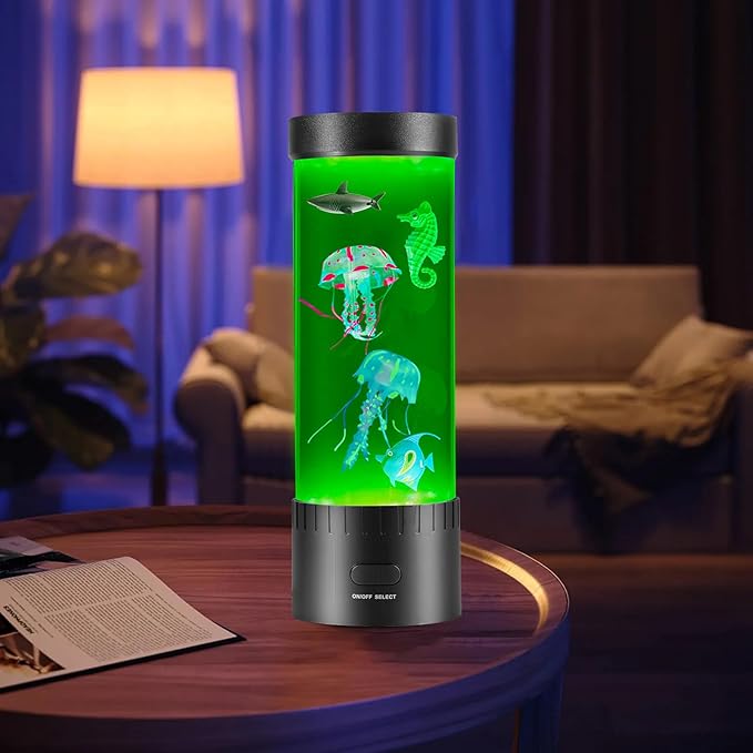 Artificial Jellyfish Lamp, Fish Decorative Sensory Aquarium Lamps Swimming Seahorses Sharks Mood Light Decorations Gifts for Kids impcenst