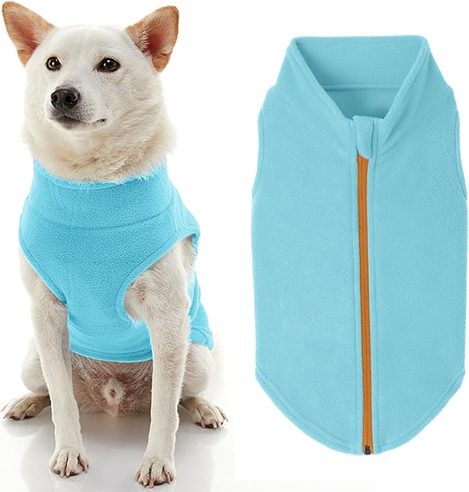 Gooby Zip Up Fleece Dog Sweater - Turquoise, 3X-Large - Warm Pullover Fleece Step-in Dog Jacket with Dual D Ring Leash - Winter Small Dog Sweater - Dog Clothes for Small Dogs Boy and Medium Dogs - PAWPICO