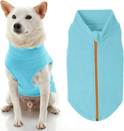 Gooby Zip Up Fleece Dog Sweater - Turquoise, 3X-Large - Warm Pullover Fleece Step-in Dog Jacket with Dual D Ring Leash - Winter Small Dog Sweater - Dog Clothes for Small Dogs Boy and Medium Dogs - PAWPICO