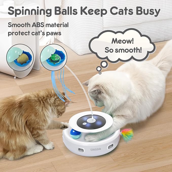 ORSDA Cat Toy, 3-in-1 Automatic Cat Toys for Indoor Cats, Electronic Whack a Mole, Fluttering Butterfly,Track Balls Kitten Toy, Rechargeable Power Interactive Feather Toys for All Breeds - PAWPICO