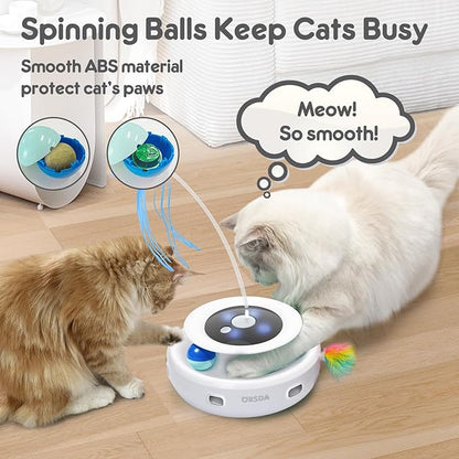 ORSDA Cat Toy, 3-in-1 Automatic Cat Toys for Indoor Cats, Electronic Whack a Mole, Fluttering Butterfly,Track Balls Kitten Toy, Rechargeable Power Interactive Feather Toys for All Breeds - PAWPICO