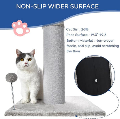 Cat Craft Cat Scratching Post Carpet Scratching Post 40" for Indoor Cats, Tall Cat Scratch Post, Carpet Cat Scratcher with Replaceable Toys, Sturdy Base, Large, Light Gray - PAWPICO