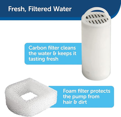 PetSafe Drinkwell Stainless Steel 360 Multiple Pet Fountain - Scratch and Rust Resistant Automatic Water Dispenser for Cats or Dogs - Adjustable Flow Control - 128 Ounce (3.8 Liter) - Filters Included - PAWPICO