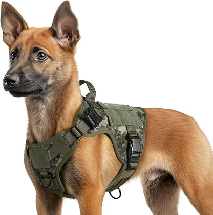 rabbitgoo Tactical Dog Harness for Small, Heavy Duty Pet Harness with Handle, No-Pull Service Vest Small Breed, Adjustable Military Dog Vest for Training Hunting Walking, Green Camo, S rabbitgoo