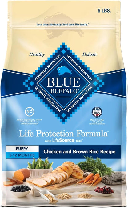 Blue Buffalo Life Protection Formula Puppy Dry Dog Food with DHA and ARA, Made with Natural Ingredients, Chicken & Brown Rice Recipe, 5-lb Bag - PAWPICO