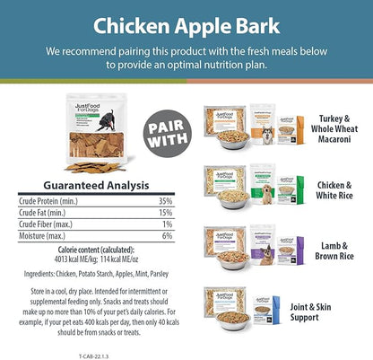 JustFoodForDogs Healthy Dog Treats, Limited-Ingredient, Chicken Apple Bark, Made in The USA, 5 oz - PAWPICO