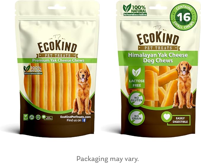 EcoKind Premium Gold Yak Cheese Himalayan Dog Chews, Healthy Dog Treats for Small Dogs, High Protein, All Natural, Long-Lasting Chew, Small - 16 Chews - PAWPICO