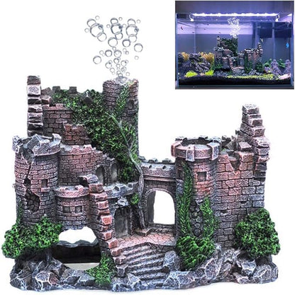 fazhongfa Aquarium Castle Air Bubbler Fish Tank Decorations for Betta Fish Ornament Small and Medium Fish Accessories Decor Betta House Toys (Air Pump is Not Include) fazhongfa