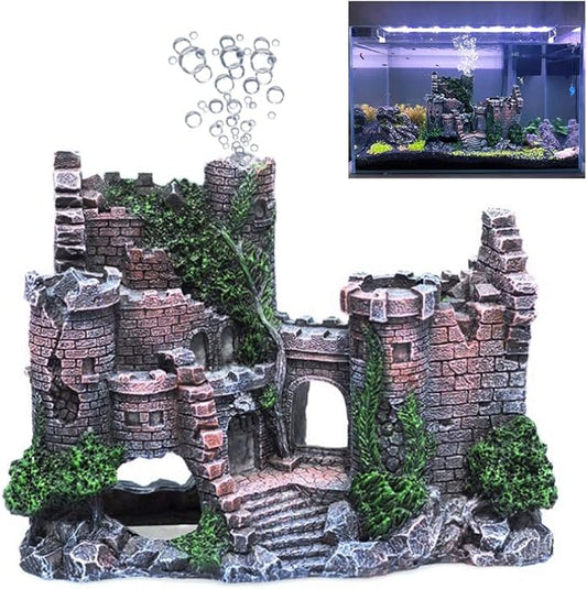 fazhongfa Aquarium Castle Air Bubbler Fish Tank Decorations for Betta Fish Ornament Small and Medium Fish Accessories Decor Betta House Toys (Air Pump is Not Include) fazhongfa
