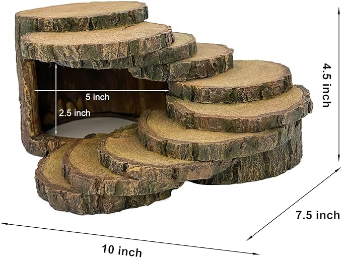 Reptile Hide Bearded Dragon Tank Accessories Reptile Snake Hideouts Stump Cave Habitat Decor for Turtles Lizards LUCOSIU
