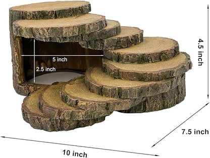 Reptile Hide Bearded Dragon Tank Accessories Reptile Snake Hideouts Stump Cave Habitat Decor for Turtles Lizards LUCOSIU