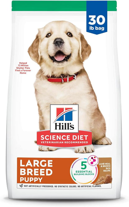 Hill's Science Diet Puppy, Large Breed Puppy Premium Nutrition, Dry Dog Food, Lamb & Brown Rice, 30 lb Bag - PAWPICO
