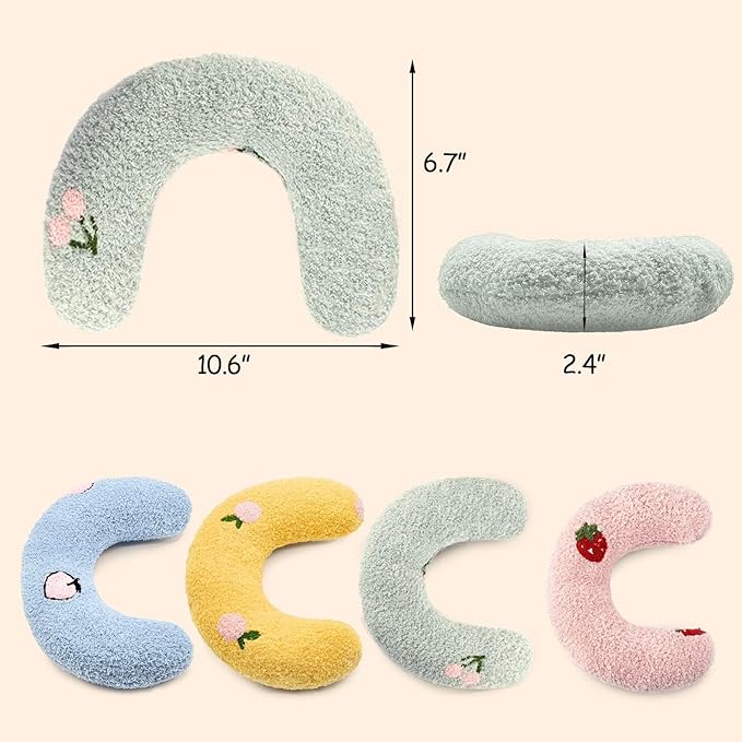 ucho Pillow for Cats, Ultra Soft Fluffy Pet Calming Toy Half Donut Cuddler, U-Shaped Pillow for Pet Cervical Protection Sleeping Improve (Soft Green) ucho