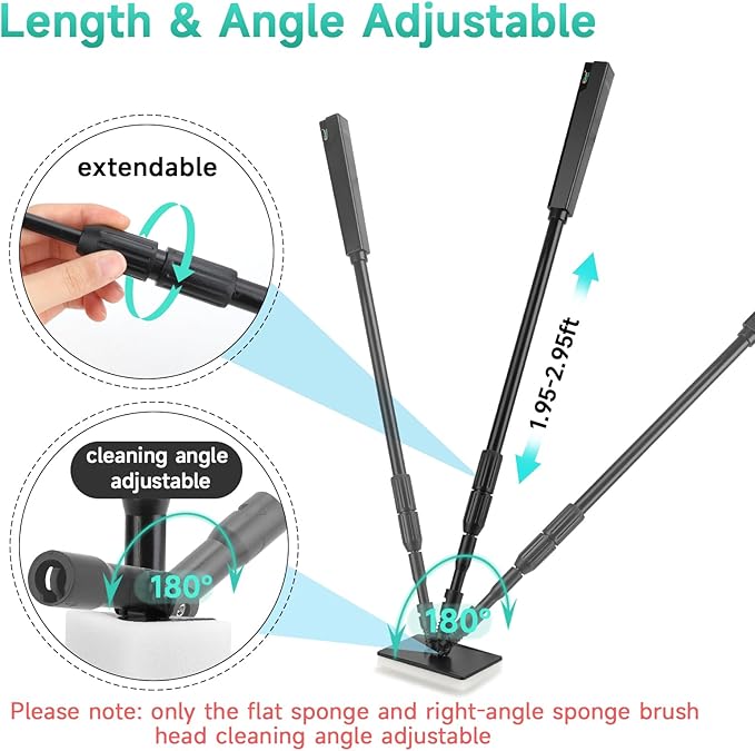 hygger 6-in-1 Aquarium Cleaning Tools, Multipurpose Fish Tank Cleaning Kit for 20-160 Gallon Tank with Telescopic Long Handle,6 Clean Heads hygger