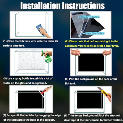 Aquarium Background Static Cling Black Fish Tank Background Wallpaper Fish Tank Backdrop Vinyl Aquarium Poster Background 28 x 12 in XCNO