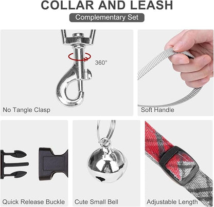 EXPAWLORER Classic Plaid Puppy Harness - Dog Collar and Leash - Soft Mesh Padded Adjustable Step in Small Dog Vest Harness No Pull, Reflective Escape Proof for Outdoor Walking, Grey Small EXPAWLORER