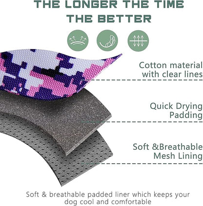 No Pull Dog Harness for Medium Dogs, Adjustable No Choke Pet Vest with Dog Leash Fit Smart Reflective Pet Walking Harness for Training Easy Control Soft Handle Purple Camo M BUMBIN