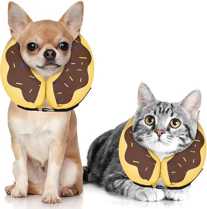 Dog Cone Collar for Small Medium Large Dogs for After Surgery, Pet Inflatable Neck Donut Collar Soft Protective Recovery Cone for Dogs and Cats - Alternative E Collar Does not Block Vision - Brown,XS MIDOG