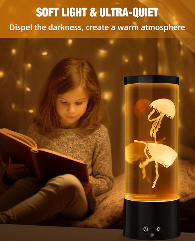 Jellyfish Lamp, Jellyfish Aquarium Lamp with 17 Light Effects - Table Lamp Night Light Mood Lamp with Remote, Jelly Fish Tank Aquarium for Living Room, Christmas Birthday Gifts for Kids GuardWee