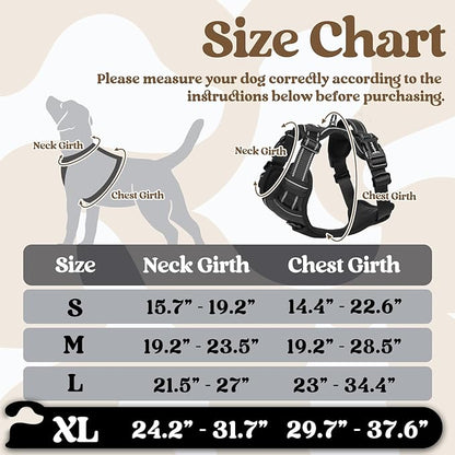 rabbitgoo Dog Harness for Large, No Pull Pet Harness with 3 Buckles, Adjustable Soft Padded Pooch Vest with Instant Control Handle, Easy Walking Reflective Pet Vest for Extra Large Dogs, Black, XL rabbitgoo